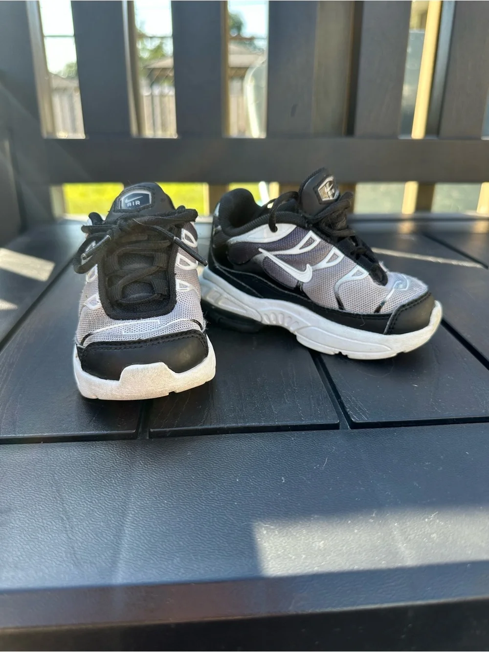Nike Kids Black and Gray Sneakers with White Soles